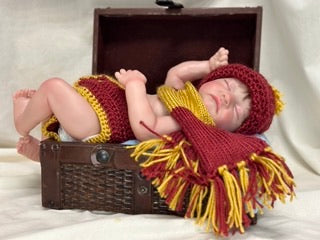 Harry Potter themed diaper cover, hat and scarf