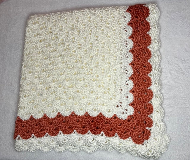 White/Cognac baby blanket