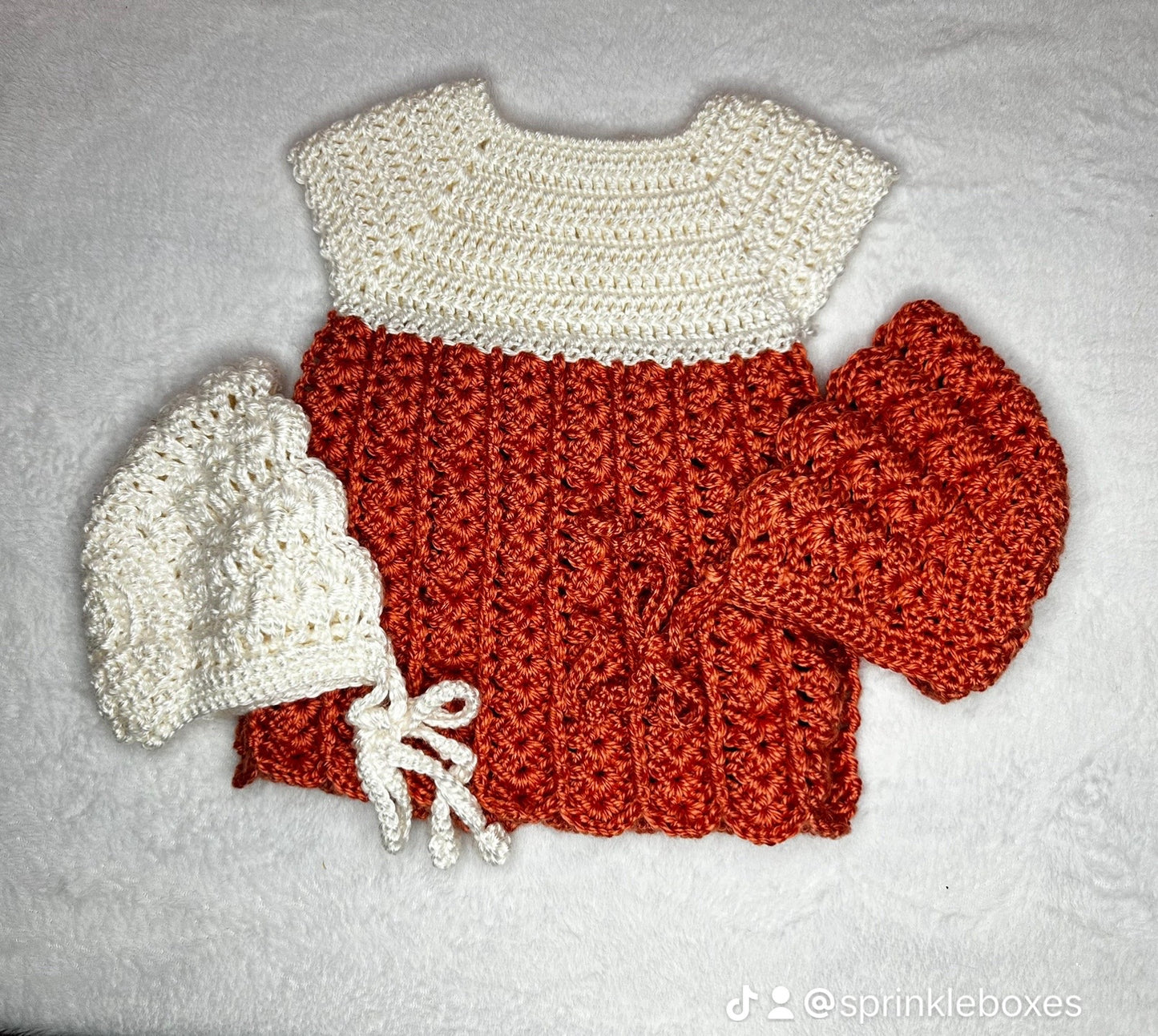 Cognac and white baby dress