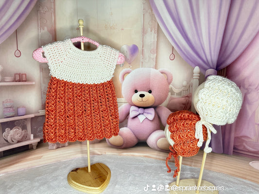 Cognac and white baby dress